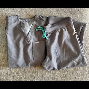 Figs grey scrub set. XS top and Small straight leg bottoms